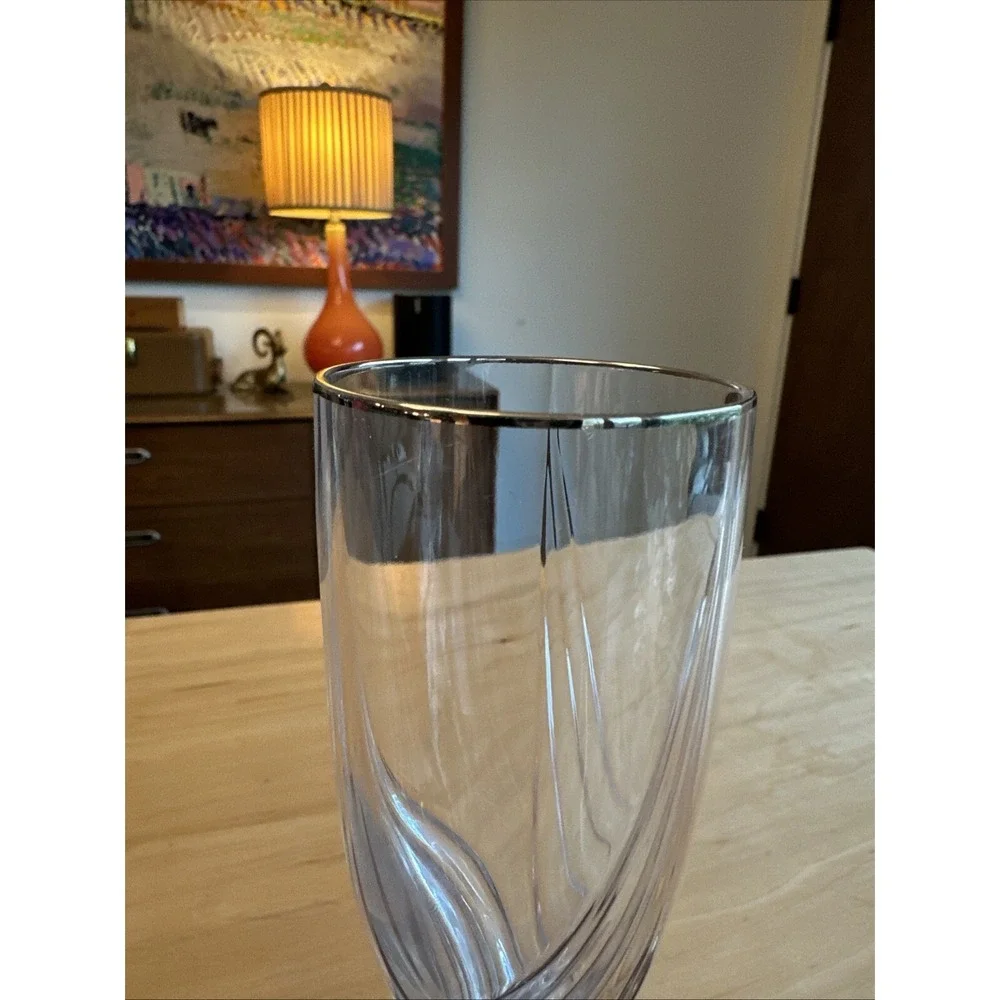 LENOX Cut Crystal DEBUT Platinum Rim Champagne Flute Wine Glass Barware
